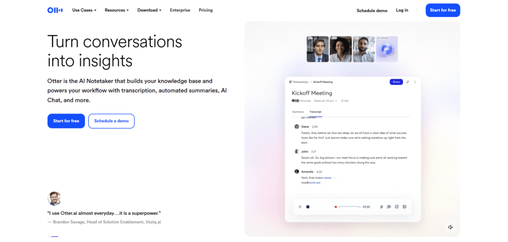 Otter AI transcription demo