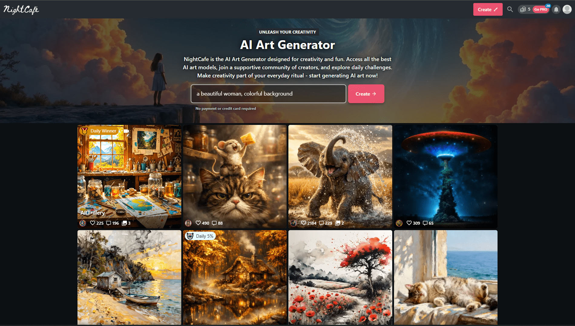 best ai image generator free NightCafe art styles