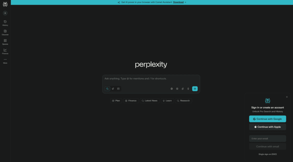 Perplexity Labs free tier AI research cited sources USA market data 2026