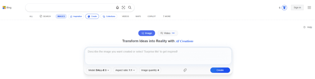 bing image creator free midjourney alternative screenshot
