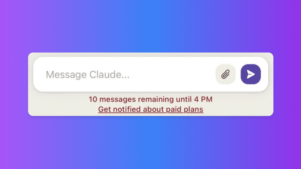 claude ai free messages remaining screenshot
