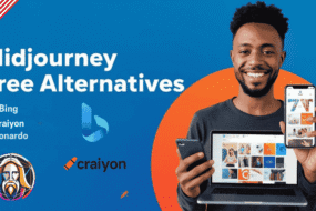 USA business owner using midjourney free alternatives on phone Bing Craiyon 2026