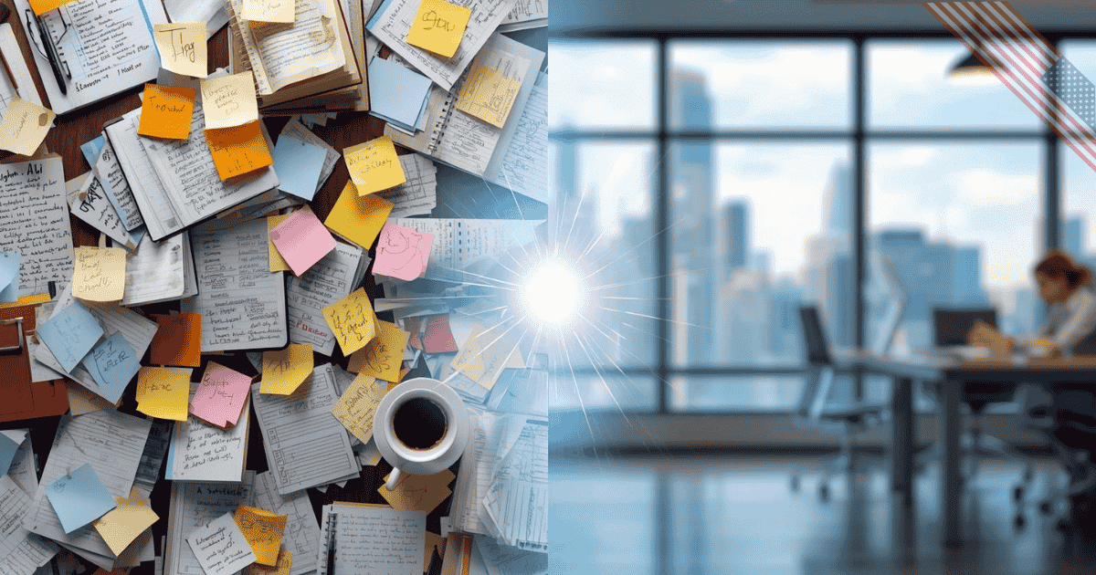 AI transforming messy business notes into organized digital dashboard for small business 2026