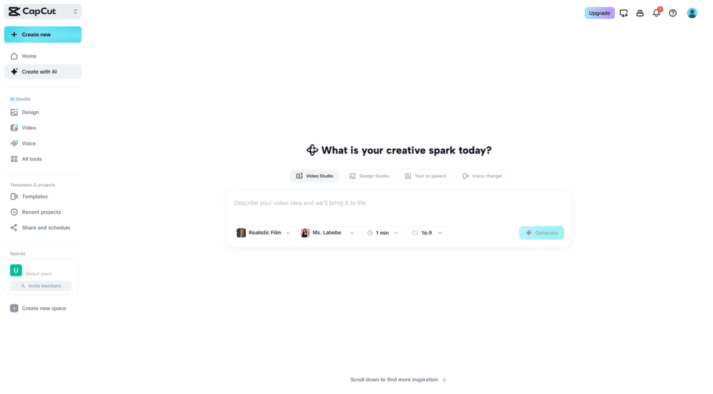 capcut ai video generator dashboard 2026