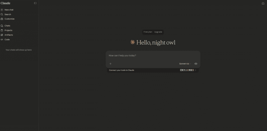 claude ai chat screen with prompt for copywriting 2026