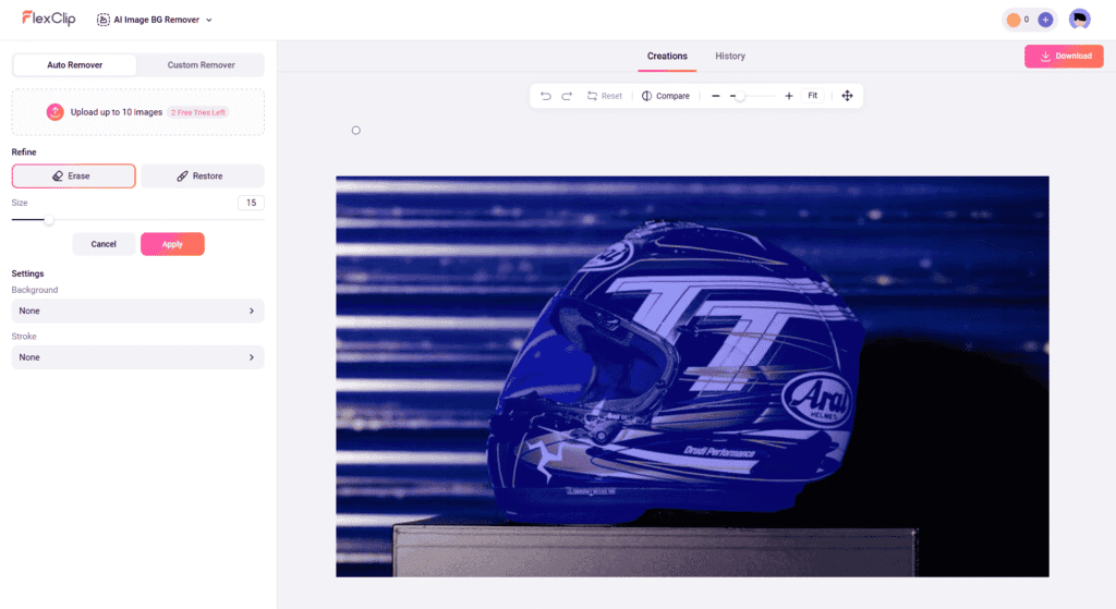 Before and after background removal using FlexClip background remover tool