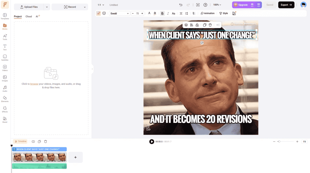 AI generated meme created using FlexClip meme tool with custom text