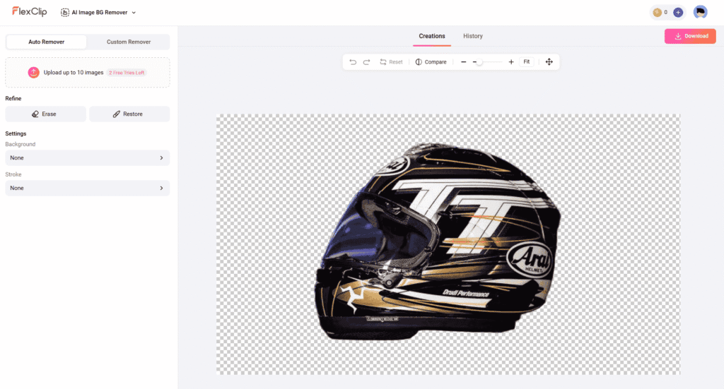 Transparent image output created using FlexClip background remover