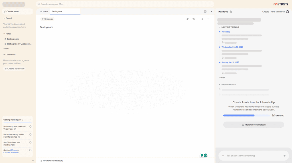 Mem.ai smart note organization interface