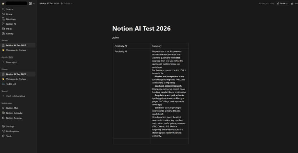 notion ai populated database example 2026