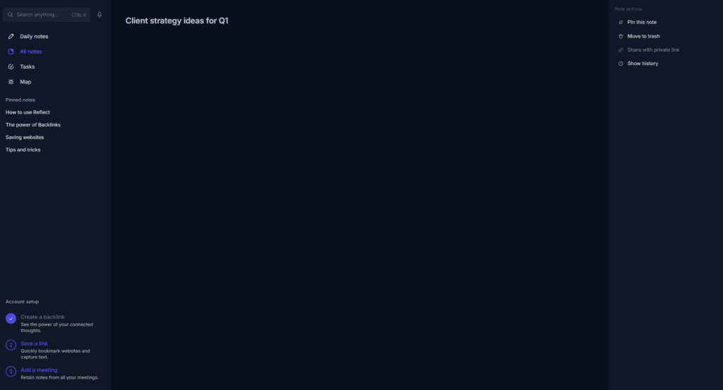 Reflect Notes minimalist note-taking interface