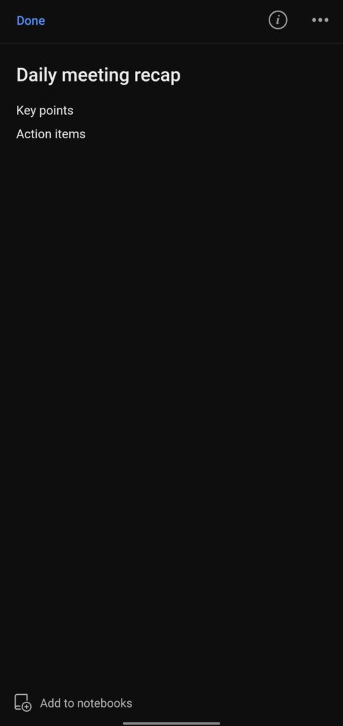 UpNote formatted business notes example