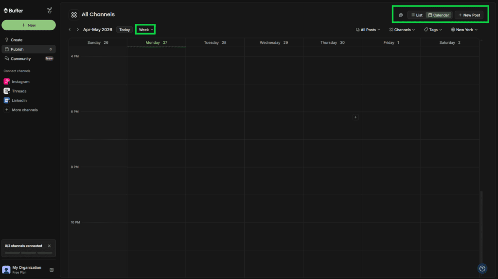 Multi-platform content calendar with AI-suggested posts
