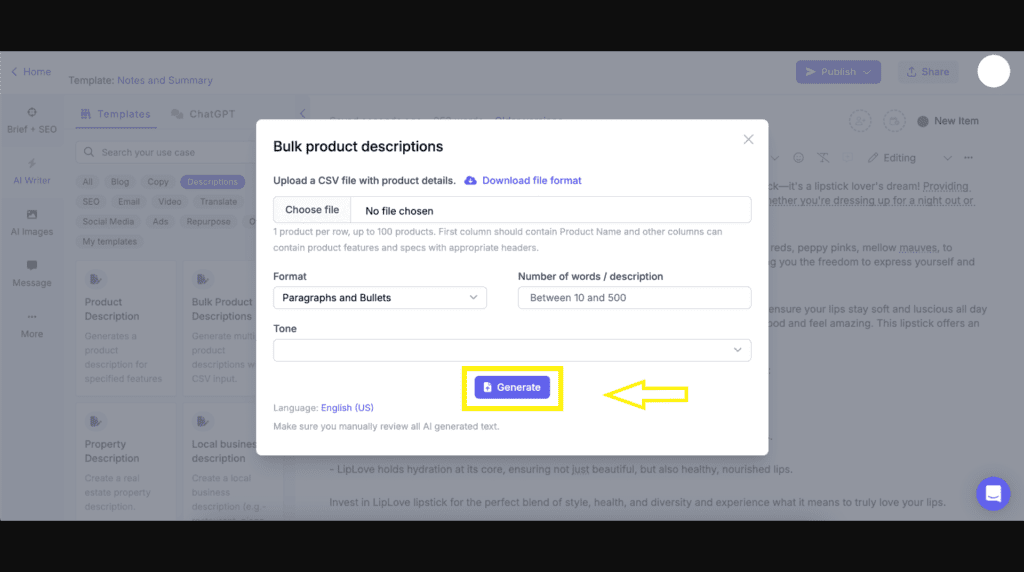 ChatGPT custom GPT output showing multiple product descriptions with consistent brand voice