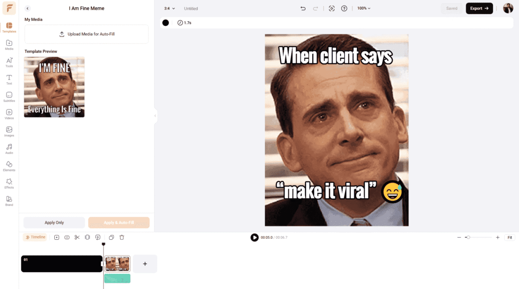 Meme-style image created in FlexClip using text overlay on a visual background
