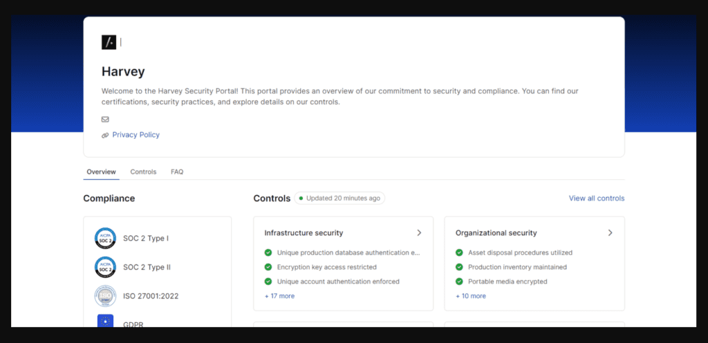 Harvey AI document processing dashboard