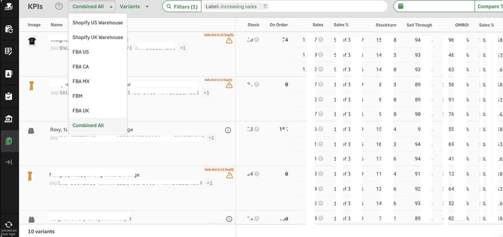Inventory Planner demand forecasting dashboard