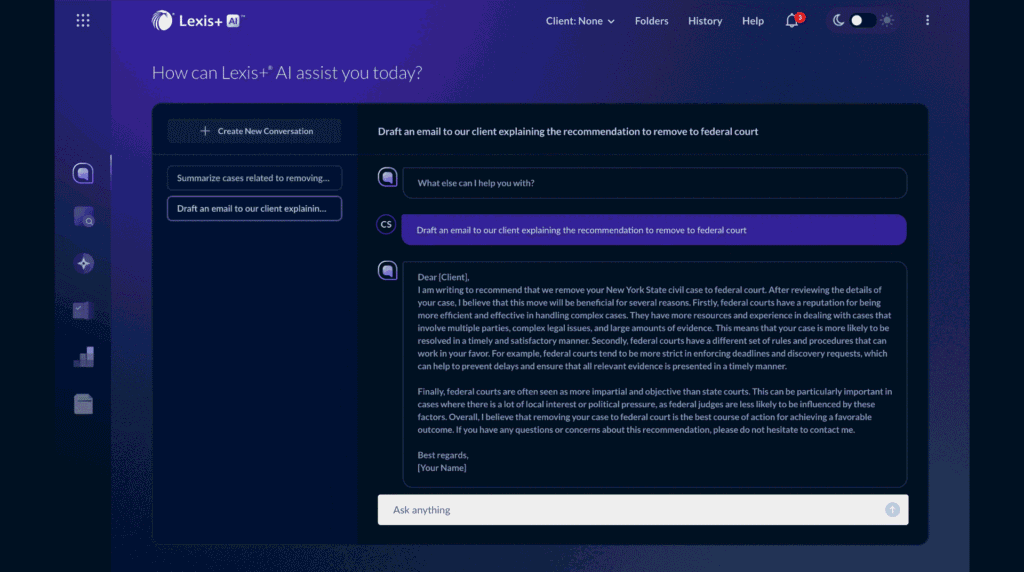 Lexis AI legal brief drafting assistant