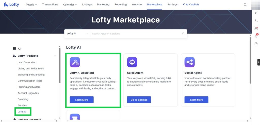 AI listing optimization suggestions interface