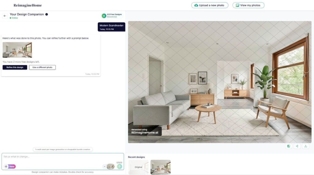 AI virtual staging upload interface with style selection