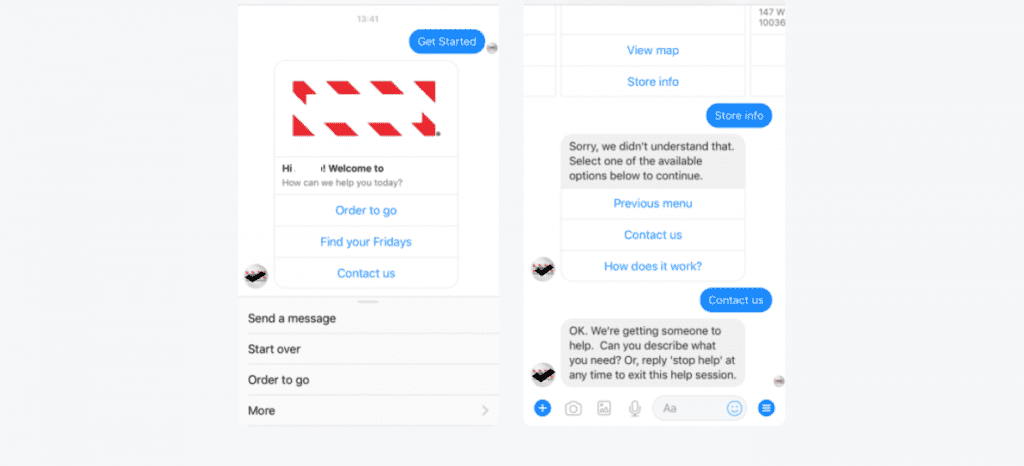 AI chatbot handling restaurant customer inquiry