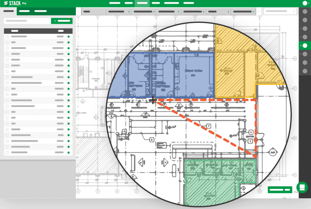 Construction takeoff screen showing material quantities