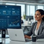 HR manager reviewing and testing AI HR tools on laptop in modern USA office 2026