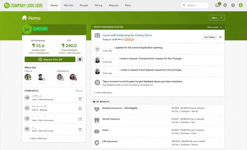 BambooHR employee management dashboard for small business HR teams