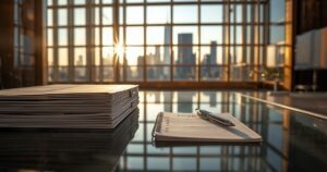 Professional CPA office USA 2026 with tax folders and financial documents representing best AI tools for accountants