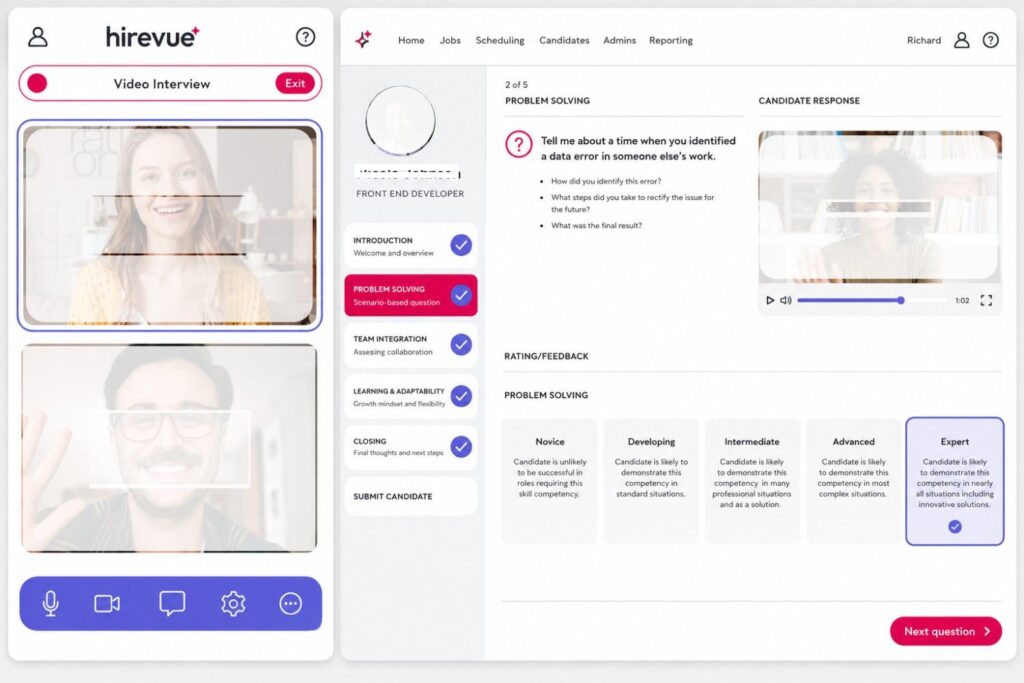 HireVue AI powered candidate video interview platform