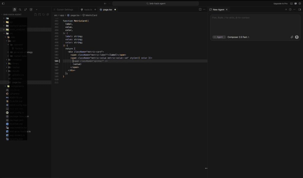 Cursor AI editor showing Composer panel and Tab autocomplete