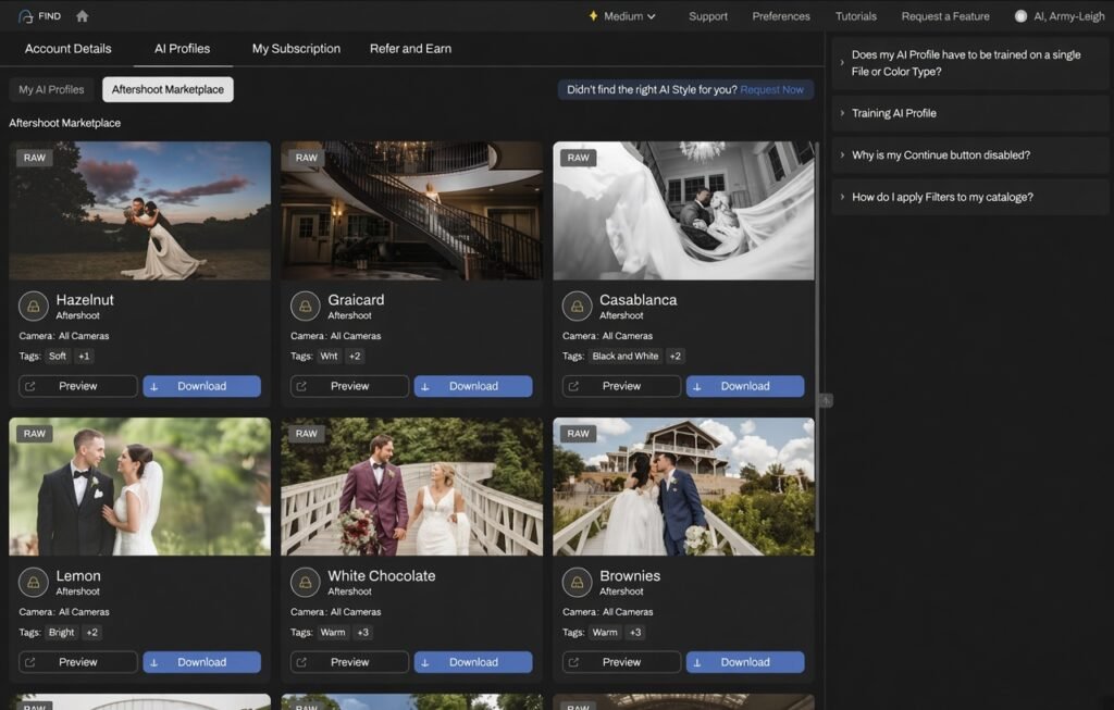 Aftershoot AI culling wedding photography gallery